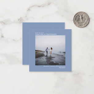 Simple Light Blue Wedding Save the Date Photo Mini Card