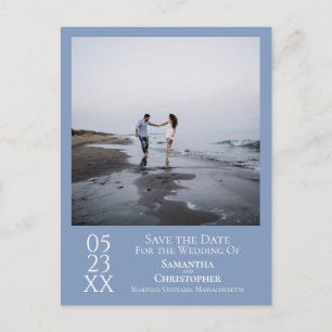 Simple Light Blue Wedding Save the Date Photo Postcard