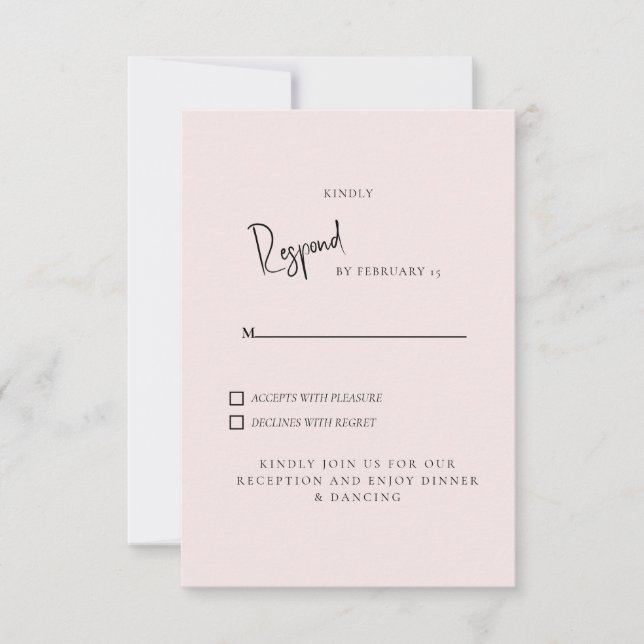 Simple Light Blush Wedding RSVP Card (Front)