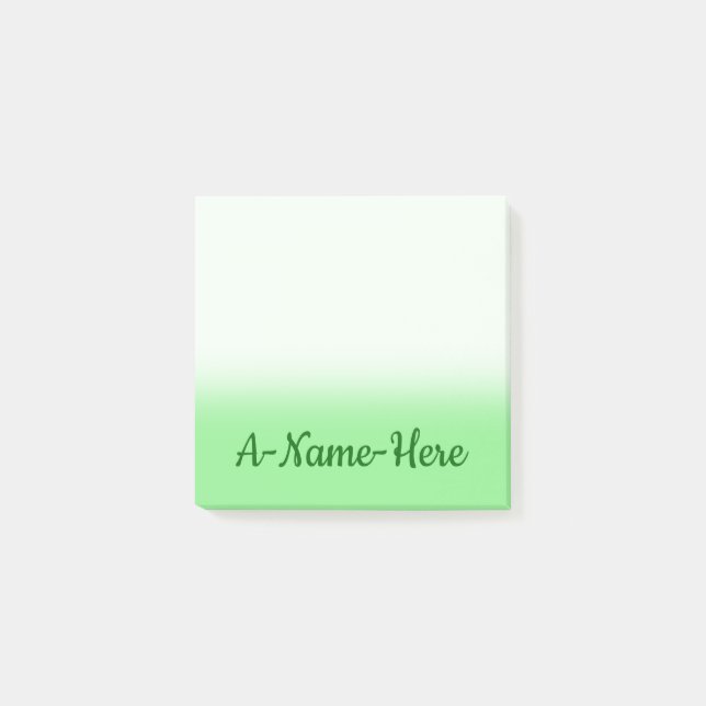 Simple Light Green Background w/ Dark Green Name Post-it Notes (Front)