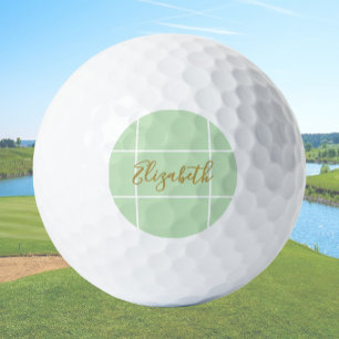 Simple light green minimalist custom name ladies  golf balls