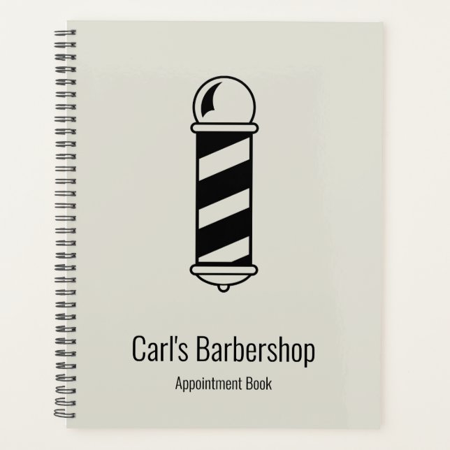 Simple Light Grey Barbershop Appointment Book Planner (Front)