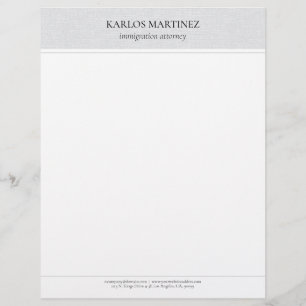 Simple Light Grey Linen Black Typography Custom Letterhead