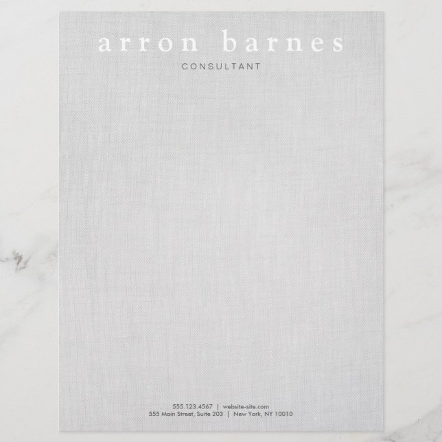 Simple Light Grey Modern Minimalist Designer Custom Letterhead (Front)