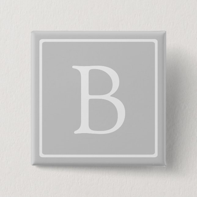 Simple Light Grey Monogram 15 Cm Square Badge (Front)