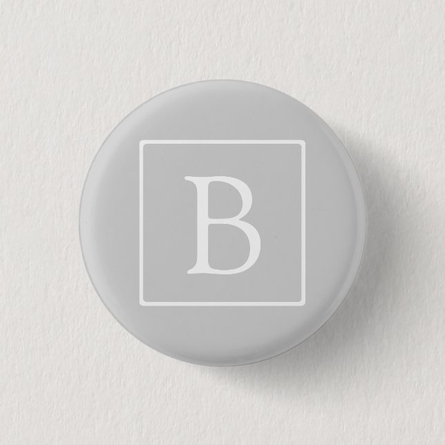 Simple Light Grey Monogram 3 Cm Round Badge (Front)