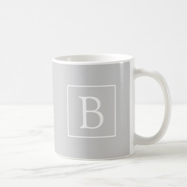 Simple Light Grey Monogram Coffee Mug (Right)