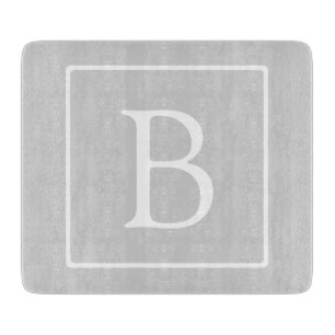 Simple Light Grey Monogram Cutting Board
