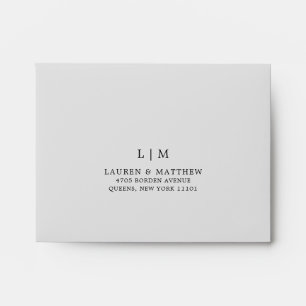 Simple Light Grey Monogram Elegant RSVP Wedding Envelope