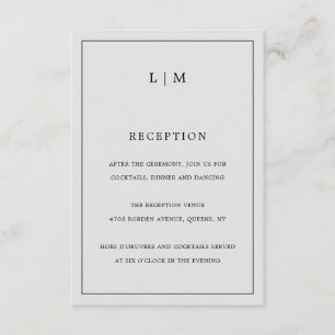 Simple Light Grey Monogram Elegant Wedding Enclosure Card