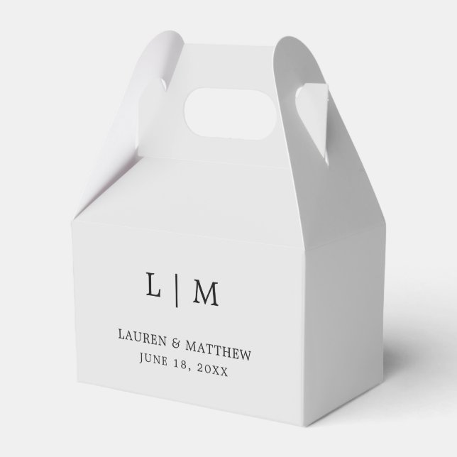 Simple Light Grey Monogram Elegant Wedding Favour Box (Front Side)