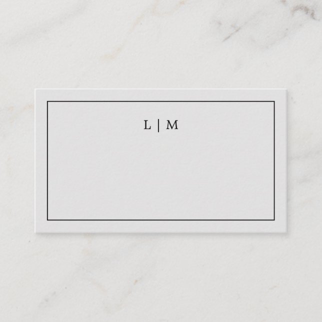 Simple Light Grey Monogram Elegant Wedding Place Card (Front)
