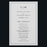Simple Light Grey Monogram Elegant Wedding Program<br><div class="desc">Simple Wedding Program featuring a modern yet elegant design with your two letter monogram at the top and your details surrounded by a thin border. All text is in black over a light grey background and may be changed in the design editing tool. The front has your order of ceremony...</div>