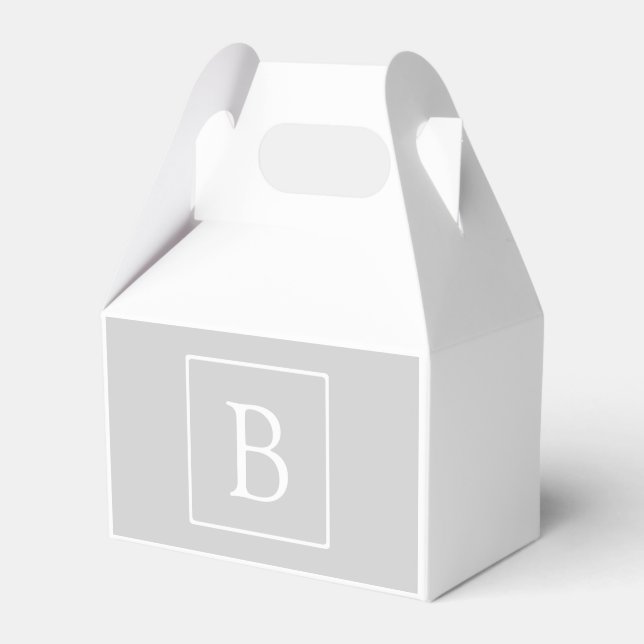 Simple Light Grey Monogram Favour Box (Front Side)