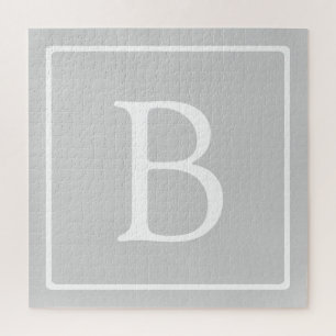 Simple Light Grey Monogram Jigsaw Puzzle
