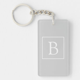 Simple Light Grey Monogram Key Ring