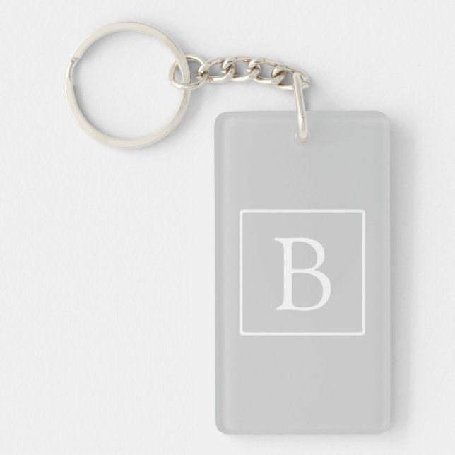 Simple Light Grey Monogram Key Ring (Front)