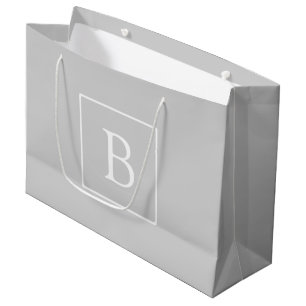Simple Light Grey Monogram Large Gift Bag