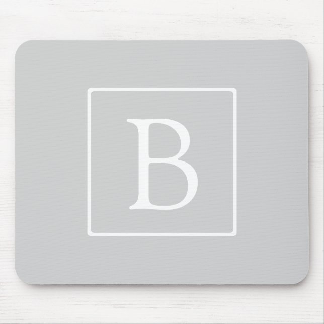 Simple Light Grey Monogram Mouse Mat (Front)