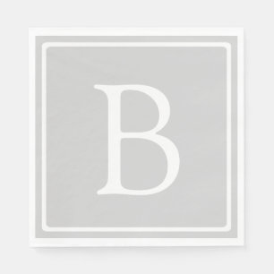 Simple Light Grey Monogram Napkin