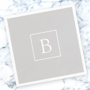 Simple Light Grey Monogram Napkin