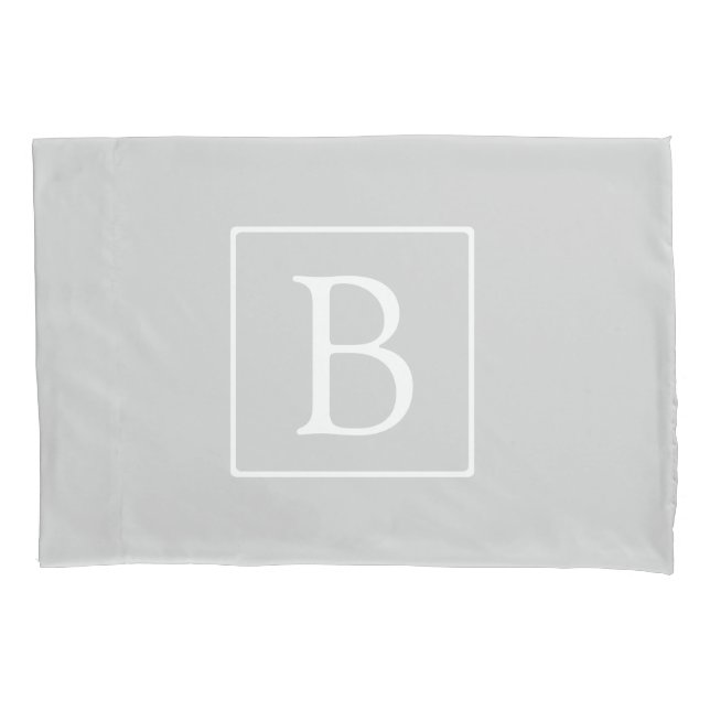 Simple Light Grey Monogram Pillowcase (Front)