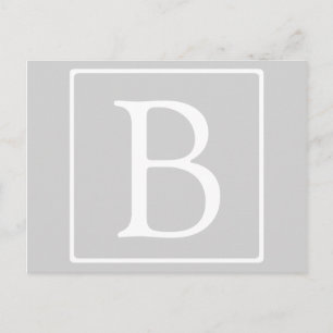 Simple Light Grey Monogram Postcard