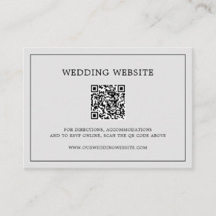 Simple Light Grey Monogram QR Code Elegant Wedding Enclosure Card