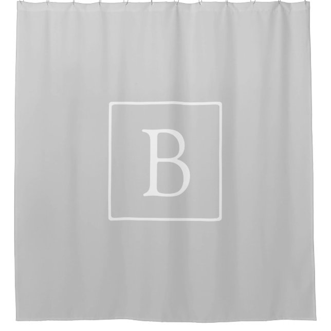 Simple Light Grey Monogram Shower Curtain (Front)
