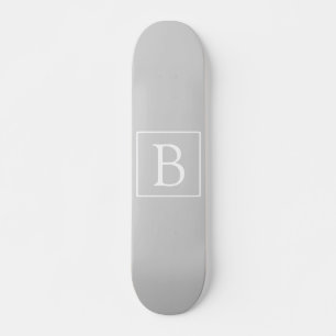 Simple Light Grey Monogram Skateboard