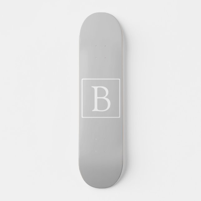 Simple Light Grey Monogram Skateboard (Front)