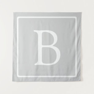 Simple Light Grey Monogram Tapestry