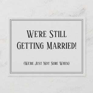 Simple Light Grey Postponed Wedding Update Notice Postcard