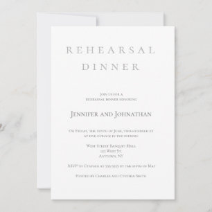 Simple light grey rehearsal dinner invitations