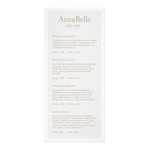 Simple Light Grey Spa Salon Price List Menu