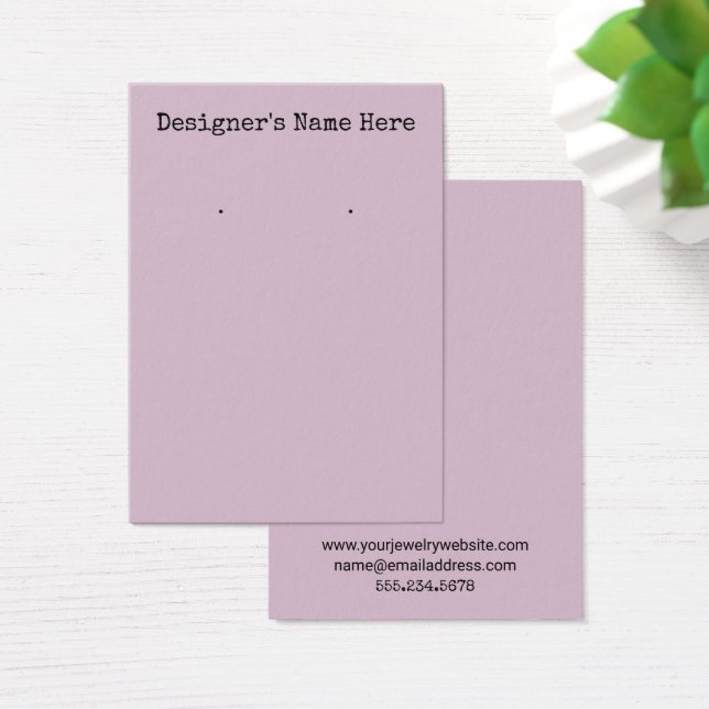 Simple Light Mauve Earring Holder Display Card (Desk)