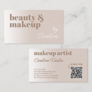 Simple Light Neutral Taupe Brown White Calligraphy Business Card