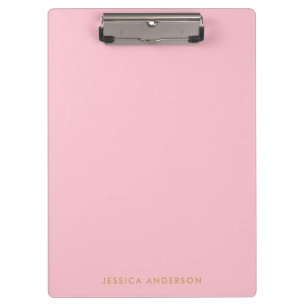 Simple Light Pink And Gold   Name Clipboard