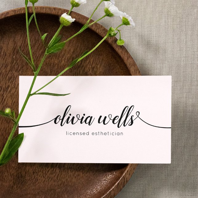 Simple Light Pink Handwritten Script Calligraphy Business Card (Creator Uploaded)