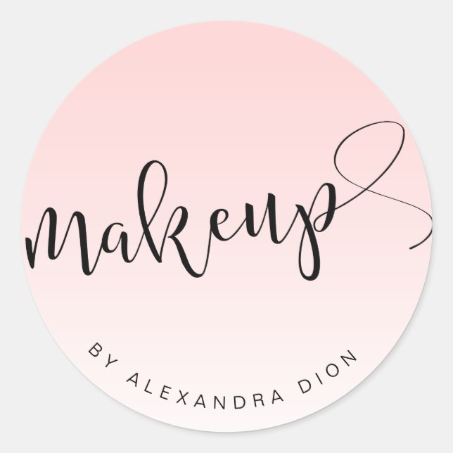 Simple light pink handwritten script calligraphy classic round sticker (Front)