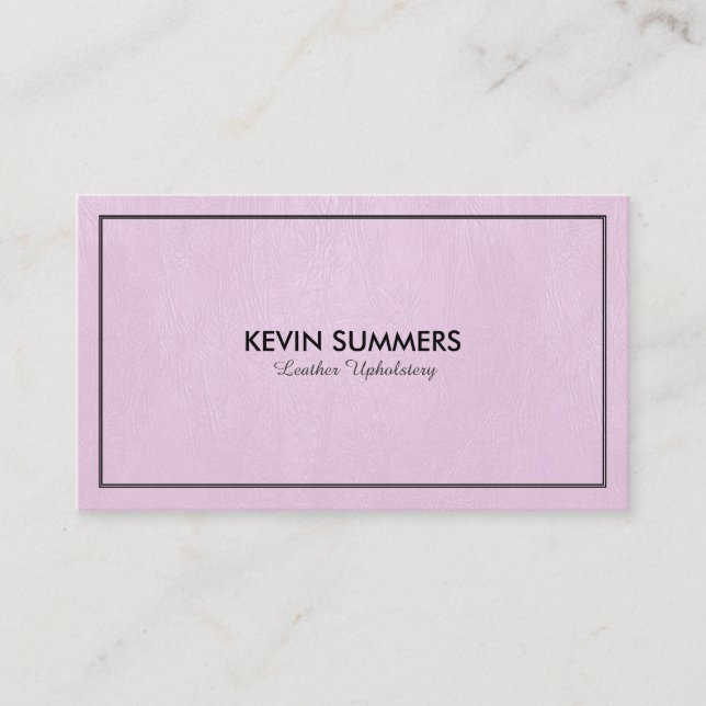 Simple Light Pink Leather Texture Black Frame Business Card (Front)