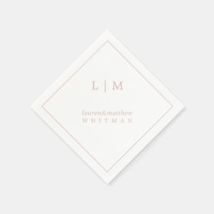 Simple Light Pink Monogram Elegant Wedding Napkin