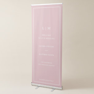 Simple Light Pink Monogram Elegant Wedding Retractable Banner