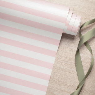 Simple Light Pink White Stripes Wrapping Paper