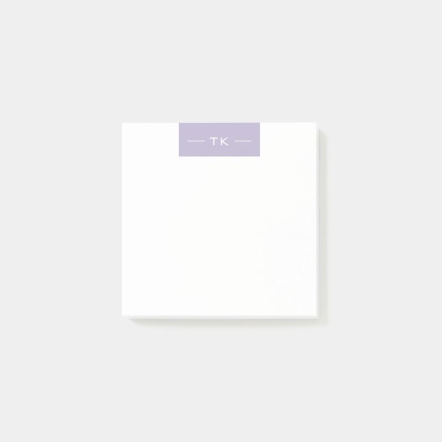 Simple Light Purple Monogram initials Post-it Notes (Front)