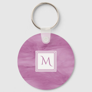Simple Light Purple Subtle Marble Modern Monogram Key Ring