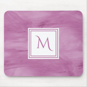Simple Light Purple Subtle Marble Modern Monogram Mouse Mat