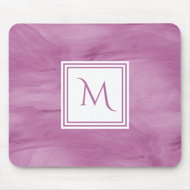 Simple Light Purple Subtle Marble Modern Monogram Mouse Mat (Front)