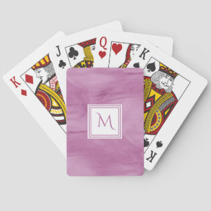 Simple Light Purple Subtle Marble Modern Monogram Playing Cards