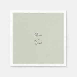 Simple Light Sage Custom Wedding Cocktail  Napkins